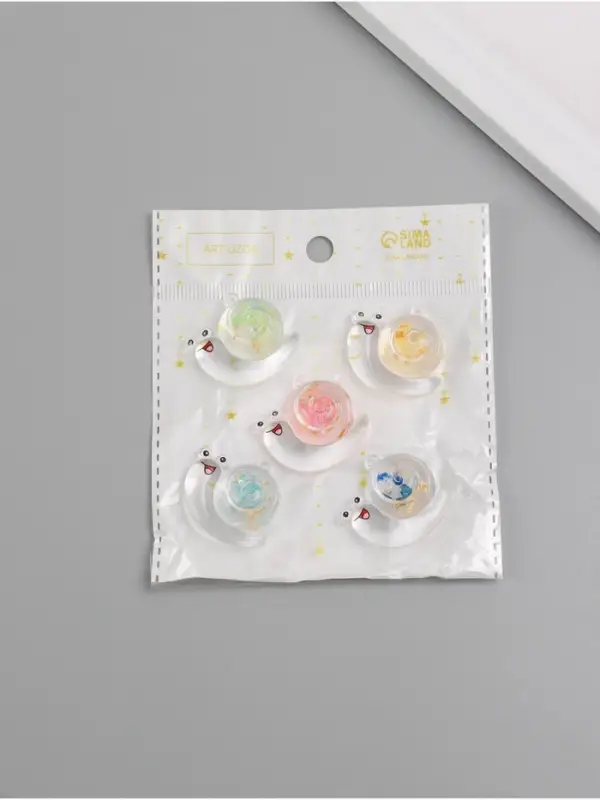 Подвеска для творчества акрил "Улыбчивая улитка" светится в темноте МИКС 2,9х3,3х1 см