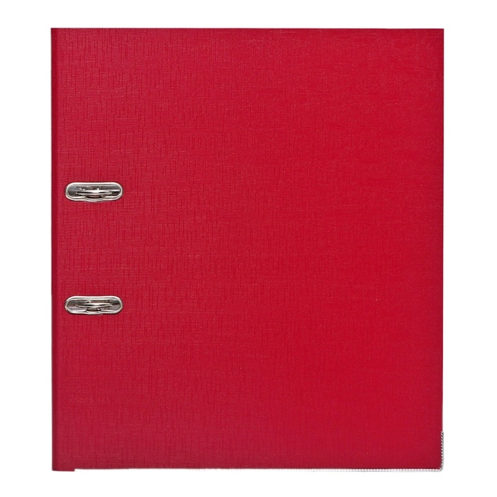 Папка-регистратор А4, 75 мм, Calligrata, ПВХ, тиснение "лен", металлическая окантовка, карман на корешок, собранная, бордовая, микс