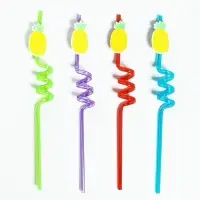 Трубочки для коктейля &laquo;Ананасы&raquo;, набор, 4 шт., цвет МИКС