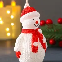 Свеча "Снеговик", красный