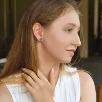 Набор серьги "Леопард" сердце и бусина, цветной в золоте