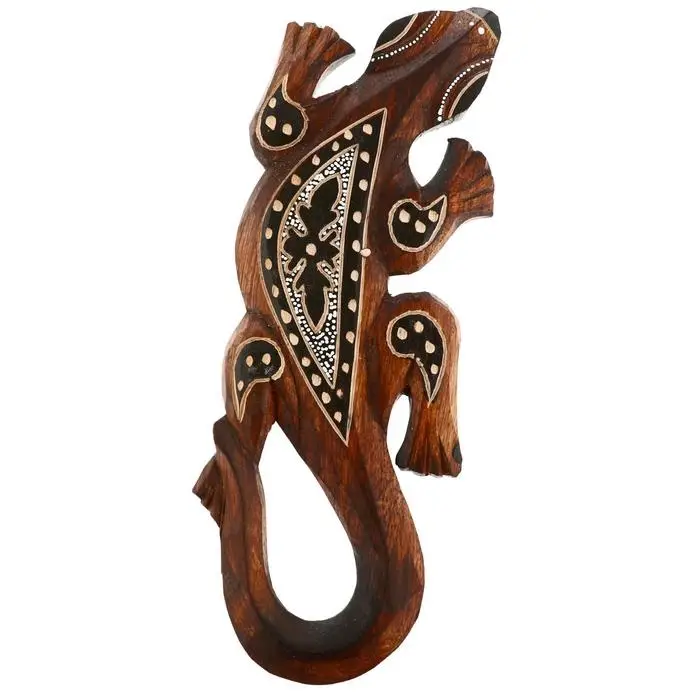 Панно настенное дерево "Геккон коричневый с орнаментом" 1х11х30 см