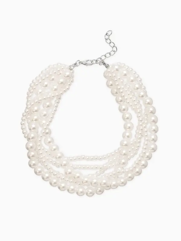 Обвес на штаны "Бусины жемчужные", цвет белый в серебре 25+удл