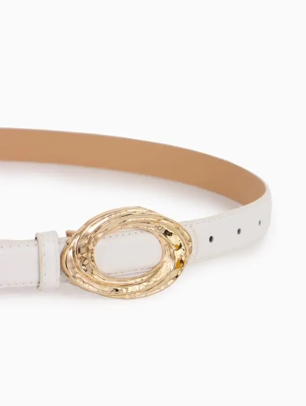 Ремень жен 04-01-01-04, Июнь2513, 2,4*0,3*110 см, без винта, пряж золото, гвоздик, белый