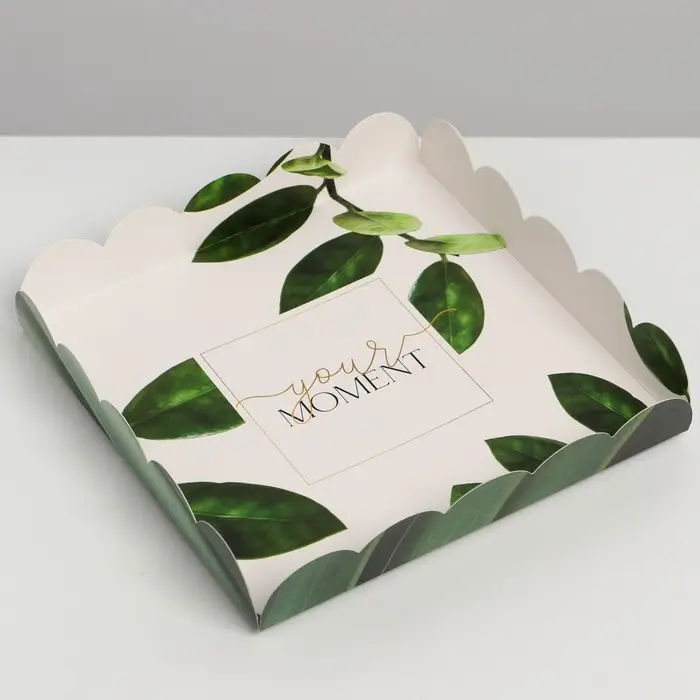 Коробка для печенья, кондитерская упаковка с пластиковой крышкой, &laquo;Эко&raquo;, 18 х 18 х 3 см