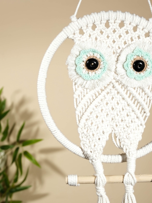 Ловец снов "Сова" 22х80 см. голубой глаз