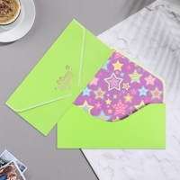 Конверт для денег "С Днем Рождения!" зеленый фон, бархат, тиснение, 19х9 см