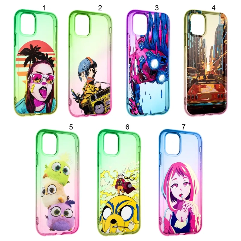 Чехол iPh 12/12 Pro Rainbow 2 с принтами в ассортименте