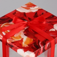 Коробка PVC, для цветов с лентой, 28 х 18 х 18 см, красный