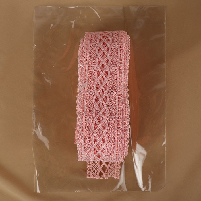 Кружево гипюровое, 40 мм &times; 11 &plusmn; 1 м, цвет нежно-розовый