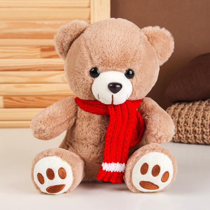 Мягкая игрушка &laquo;Мишка в шарфе&raquo;, 24 см, цвет коричневый