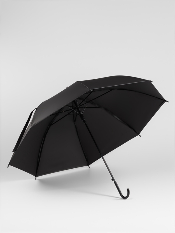 Зонт - трость полуавтоматический &laquo;Однотонный&raquo;, 8 спиц, R = 46/55 см, D = 110 см, цвет чёрный
