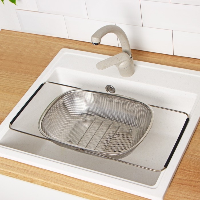 Дуршлаг - сито на раковину раздвижное, 34,5&times;24&times;7,5 см, раздвижное, нержавеющая сталь