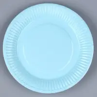 Тарелка одноразовая бумажная однотонная, голубая, 18 см