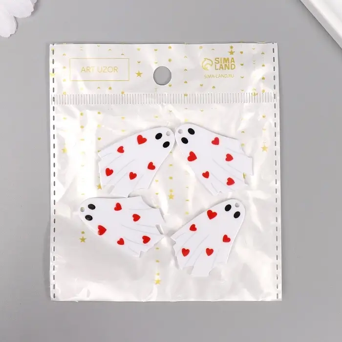 Декор для творчества акрил "Привидение с сердечками" 3,7х2,6х0,2 см