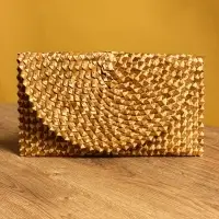 Сумка клатч плетёная из пальмового листа, 28&times;16&times;2 см, золотистая