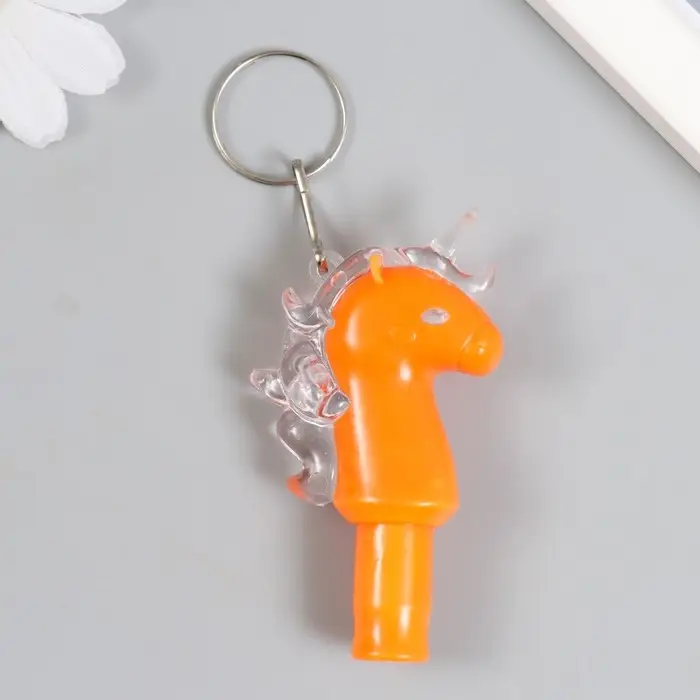 Фонарик брелок для ключей на кольце &laquo;Морской конёк&raquo;, свисток, мигает 7&times;1.5&times;4 см, МИКС