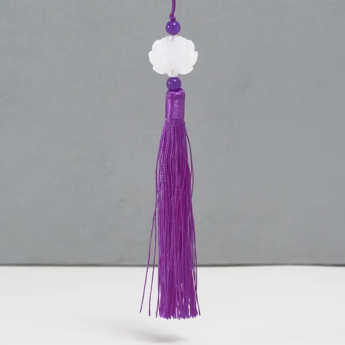 Подвеска текстиль, пластик "Кисть. Лотос" фиолетовая 1,2х2,7х14,5 см