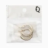 Серьги-кольца со стразами d=2.5 см, белые в золоте