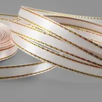 Лента атласная, с золотым люрексом, 6 мм, 23&plusmn;1 м, лилово-белая №119