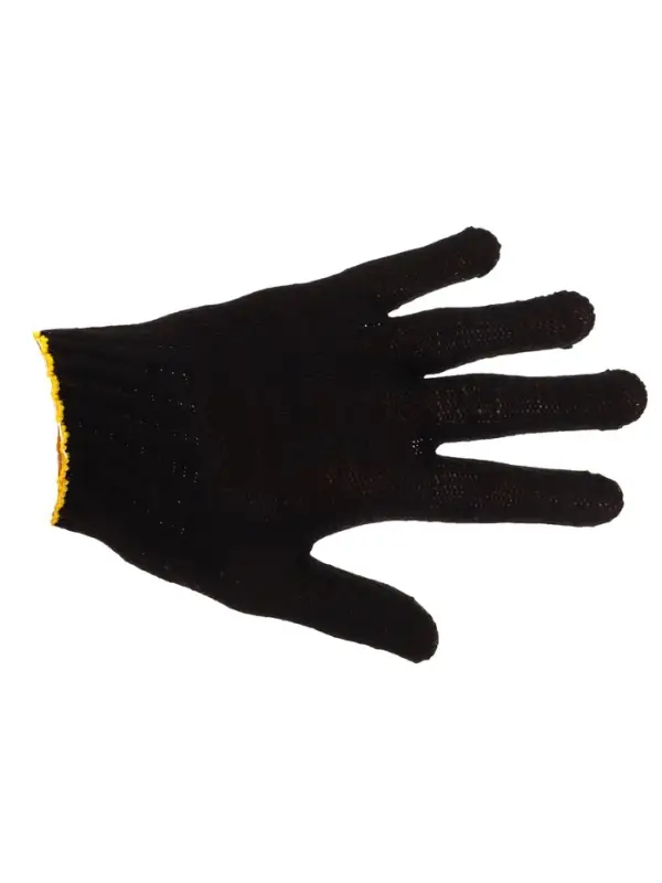 Перчатки садовые, хб, вязка 7 класс, 4 нити, размер 9, с ПВХ точками, чёрные, Greengo