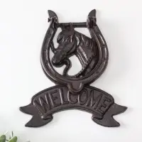 Дверной молоток чугун "Конь в подкове - Welcome" 18х2х21 см