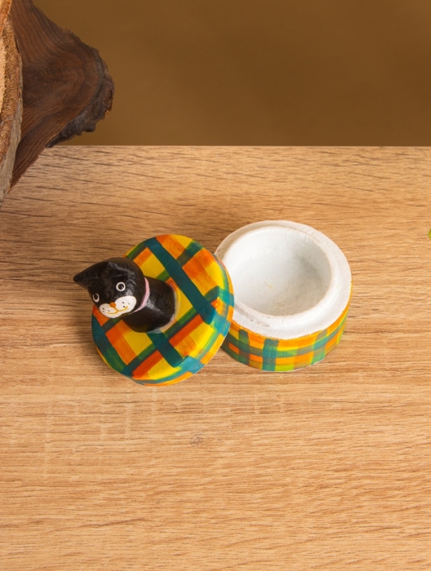 Сувенирная шкатулка &laquo;Чёрный Кот&raquo;, 4.5&times;4.5&times;6 см, дерево, разноцветная