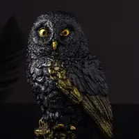 Статуэтка "Сова на пеньке" 14х9х10 см, цвет черный