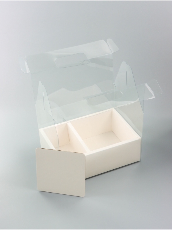 Коробка с PVC для цветов и десертов 26 х 18 х 30 см, белый