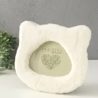 Фоторамка МДФ, иск. мех 14,5х18 см "Белый котик" 21х2х25 см