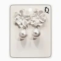 Серьги "Цветок с жемчугом", цвет белый в серебре