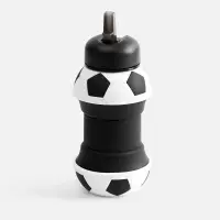 Складная бутылка для воды Football Flex, белая с черным