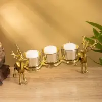 Подсвечник на 3 свечи &laquo;Оленята&raquo;, 29&times;8&times;13 см, алюминий