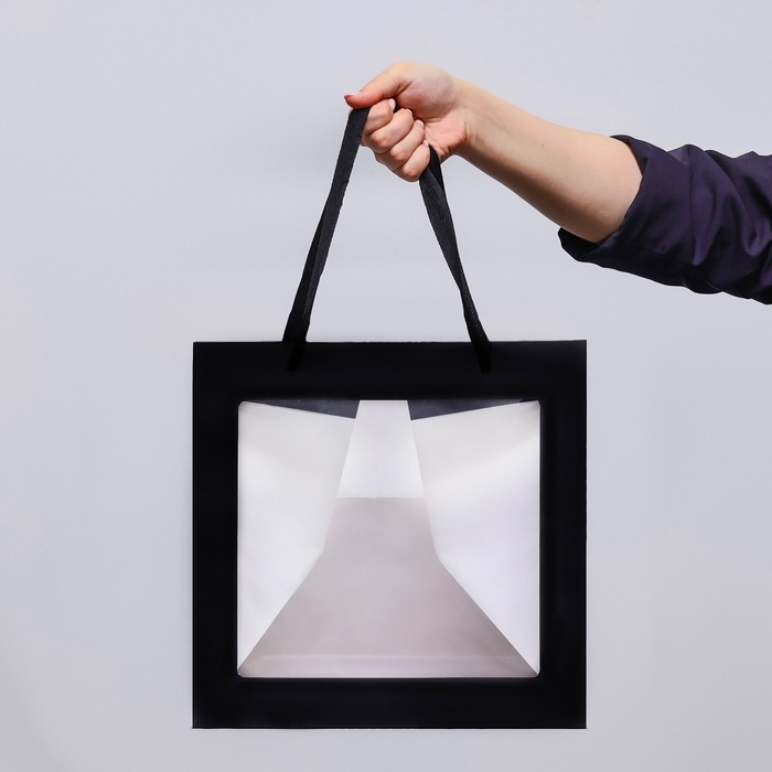 Пакет подарочный, крафт, с окном, &laquo;Черный&raquo;, 30 х 30 х 30 см