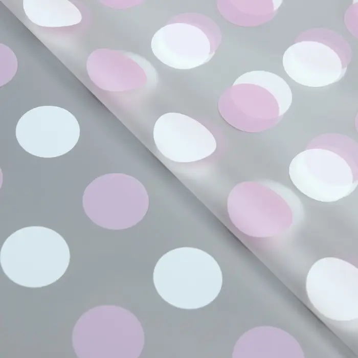 Пленка для цветов, &laquo;Горохи&raquo;, белый - лиловый, 57&times;57 см &plusmn;5% см