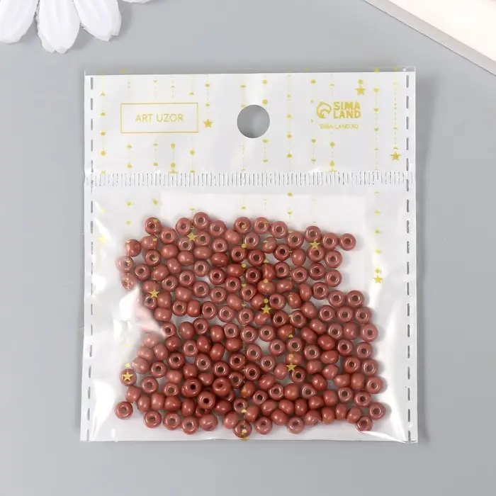 Бисер стекло 6/0 "Коричневая медь" 15 гр