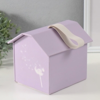 Шкатулка кожзам для украшений домик "Зайка" сирень 16,5х19х16,5 см