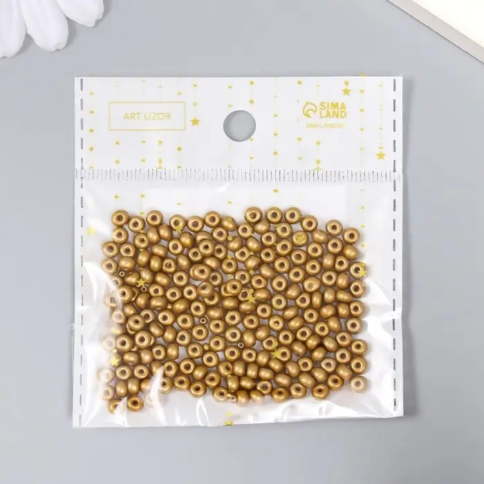 Бисер стекло 6/0 "Золотой" 15 гр МИКС