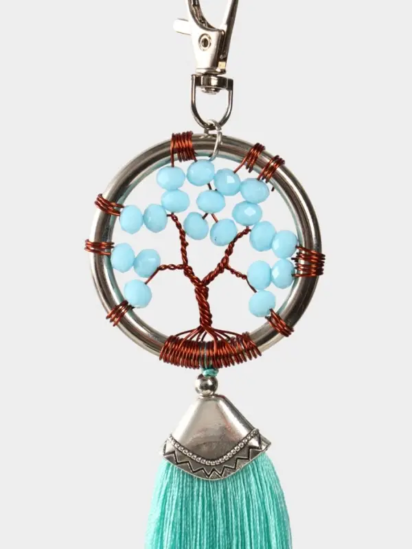 Брелок ловец снов "Древо жизни" 19 см, цв. бирюзовый