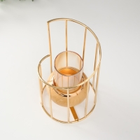 Подсвечник металл, стекло на 1 свечу "Лестница. Эко" d= 5 см золото 10х10х20 см