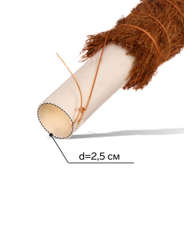Опора для комнатнных цветов, h=100 см, d=2.5 см, пластик, кокосовая оплётка, Greengo