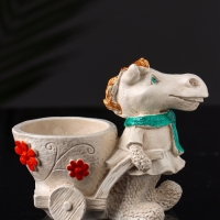 Фигурное Кашпо "Лошадь с тележкой" 10х10х6 см, бежевый