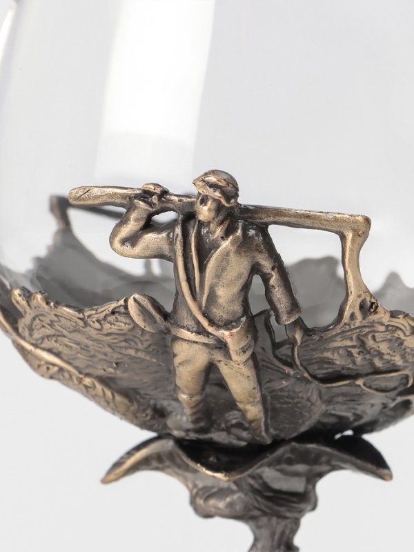 Бокал для коньяка 550 мл "Рыбалка", подарочный, бронза