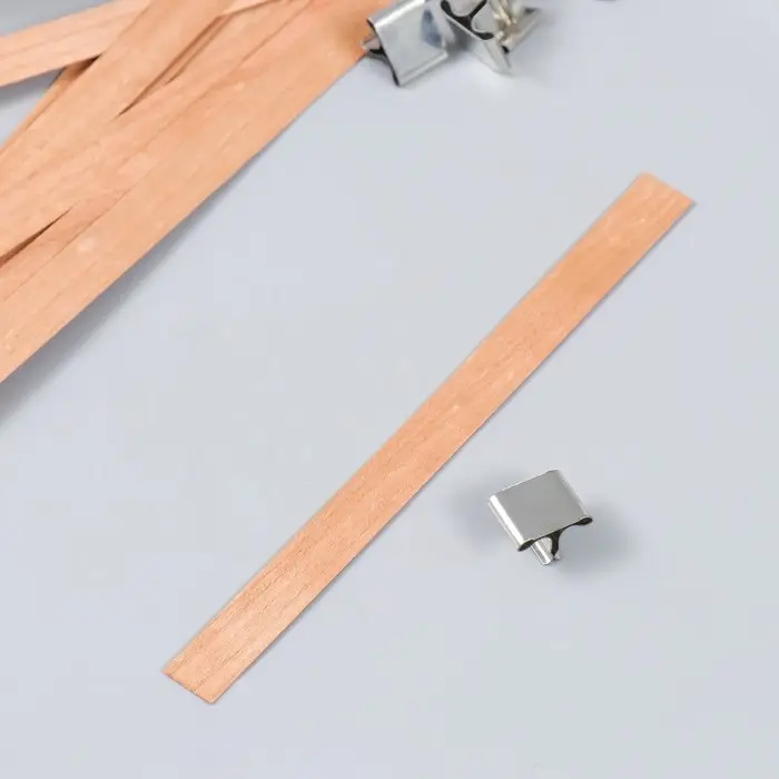 Фитиль для свечи дерево с металлическим держателем 1,3х15 см