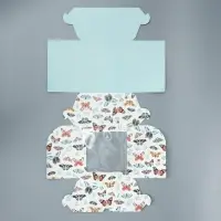 Коробка для капкейков, кондитерская упаковка двухсторонняя, 4 ячейки &laquo;Бабочки&raquo;, 16 х 16 х 10 см