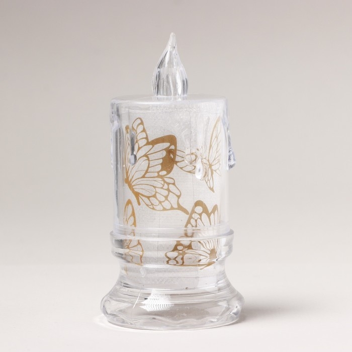 Свеча светодиодная с бабочками, мод. СВ-24 &laquo;Бабочки&raquo;, 8 х 4,7 см.