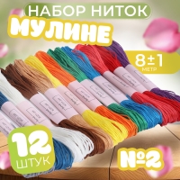 Набор ниток мулине №2, 8 &plusmn; 1 м, 12 шт
