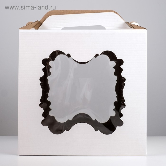 Коробка под торт, 2 окна, белая, 30 х 30 х 30 см