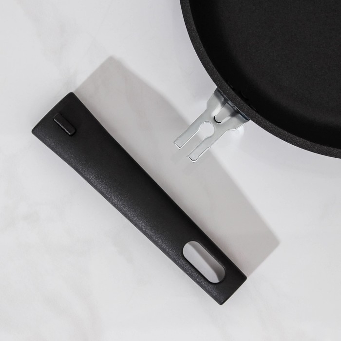 Сковорода &laquo;Традиция&raquo;, d=26 см, съёмная ручка, антипригарное покрытие, цвет чёрный