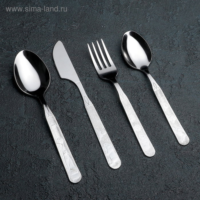 Набор столовых приборов &laquo;Топтыжка&raquo;, 4 предмета, толщина 1,5 мм